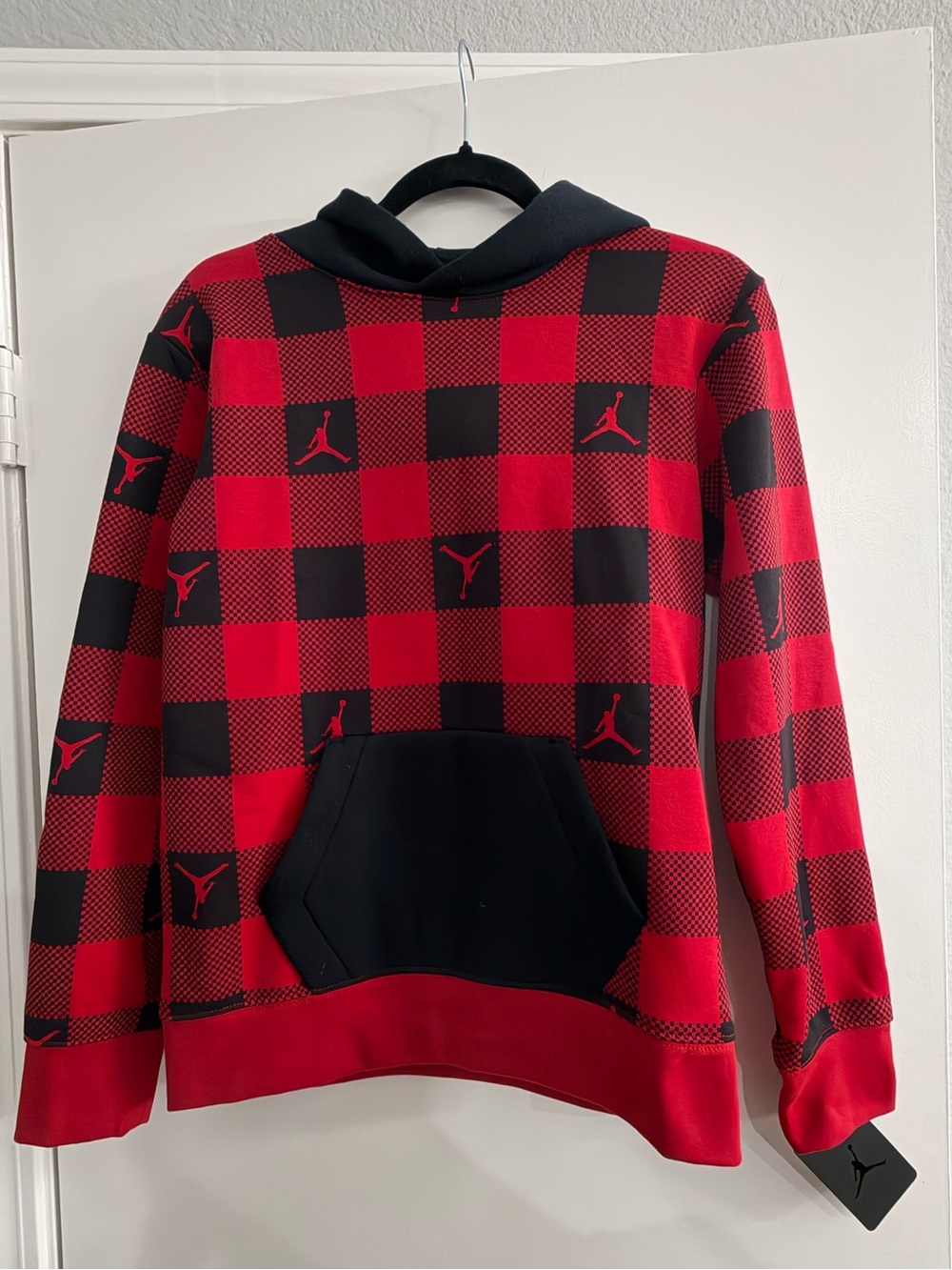 Jordan Air Boys Buffalo Plaid Hoodie L 12-13Y